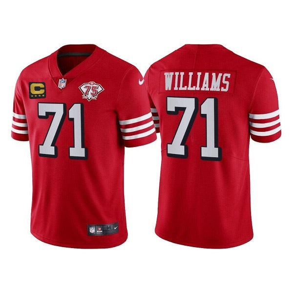 Men's Red San Francisco 49ers #71 Trent Williams 75th Anniversary With C Patch Vapor Untouchable Limited Stitched Football Jersey